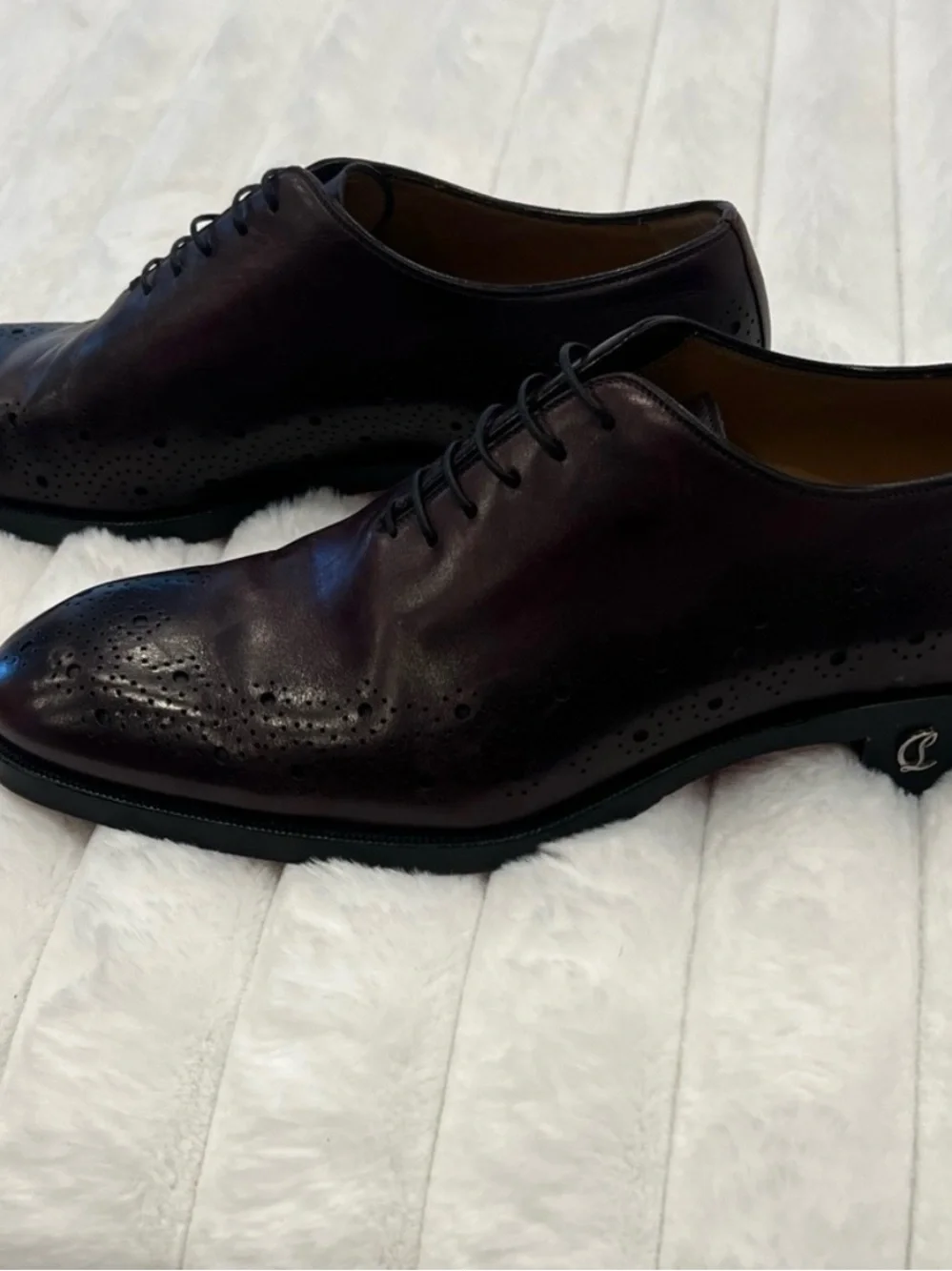 Christian Louboutin Dark Burgundy Leather Oxfords